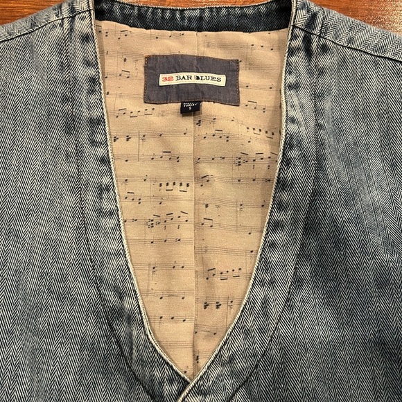 32 Bar Blues Men’s Denim Vest Size Small 100% Cotton - Picture 3 of 8